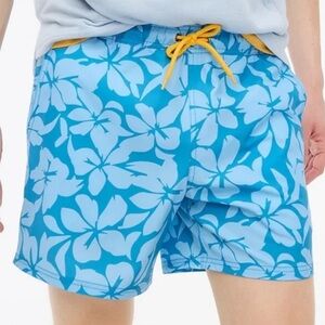 J. Crew Men's Printed Swim Trunk in Blue Size M